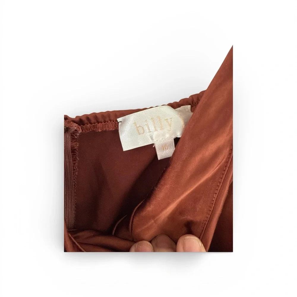 Billy J Elegant Draped Rust Maxi Dress